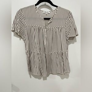 Madewell Striped Peplum/Tiered Blouse